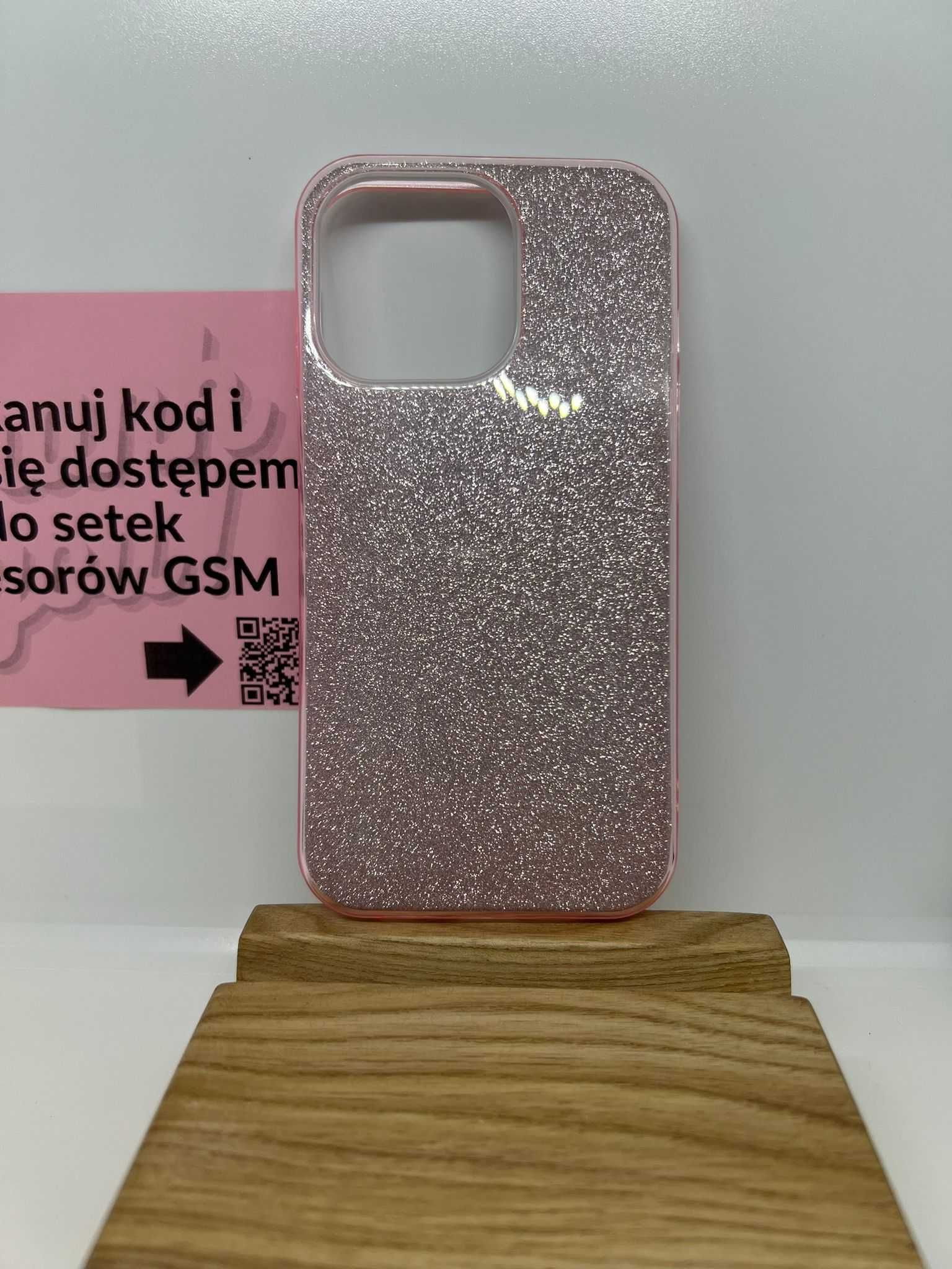 Etui Brokatowe do iPhone 13 PRO - różowe