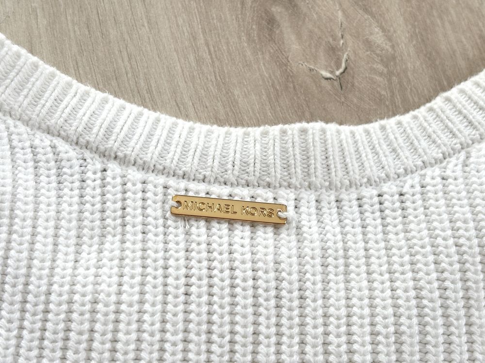 Michael Kors biały wiosenny damski sweter XS 34 z wiązaniem