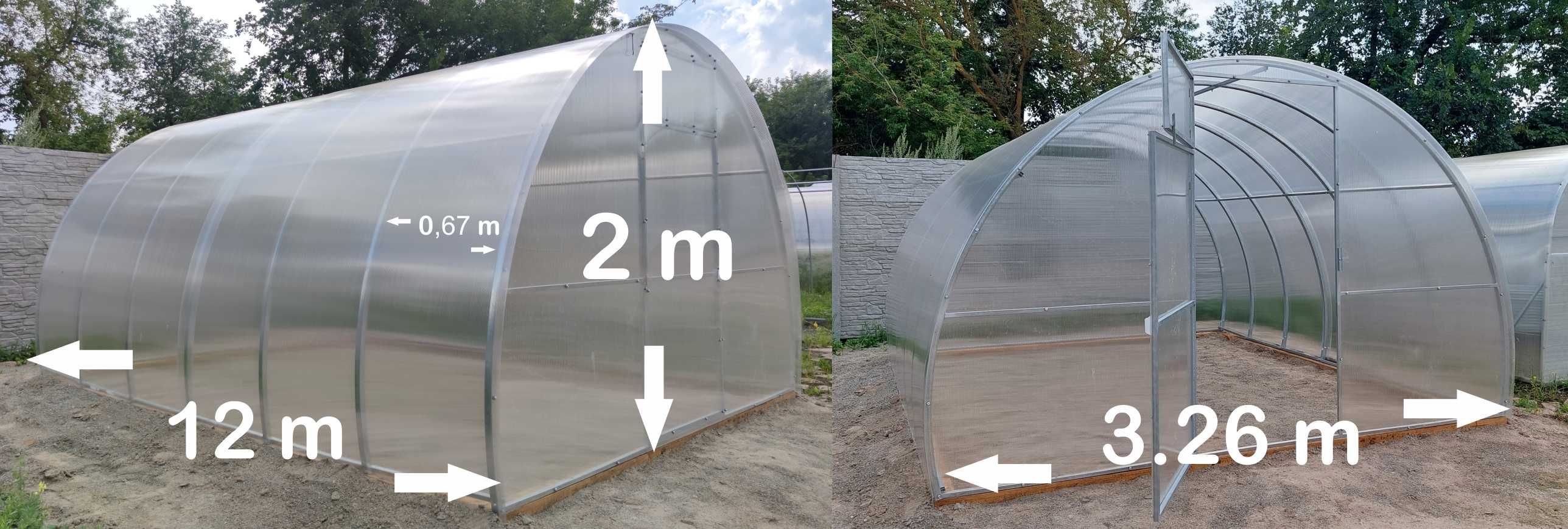 Tunel szklarnia Alistan 20×20mm ocynk kwadrat 3×12m poliwęglan 4mm