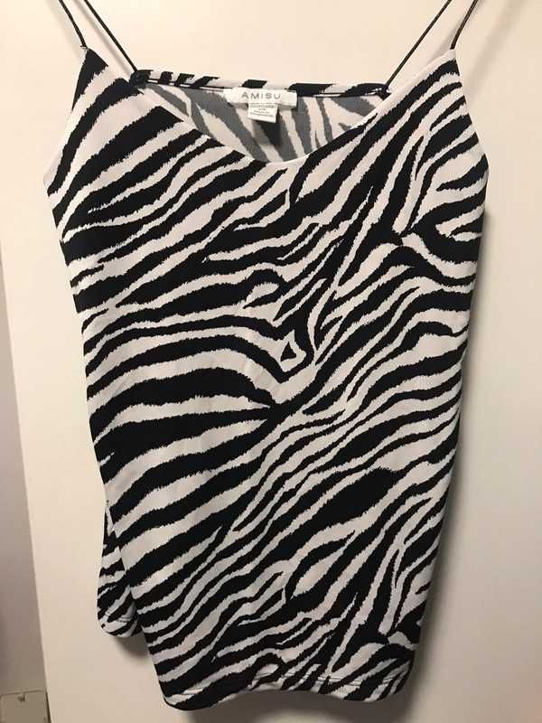 Bluzka top koszulka zebra na ramiączkach zwierzęcy wzór