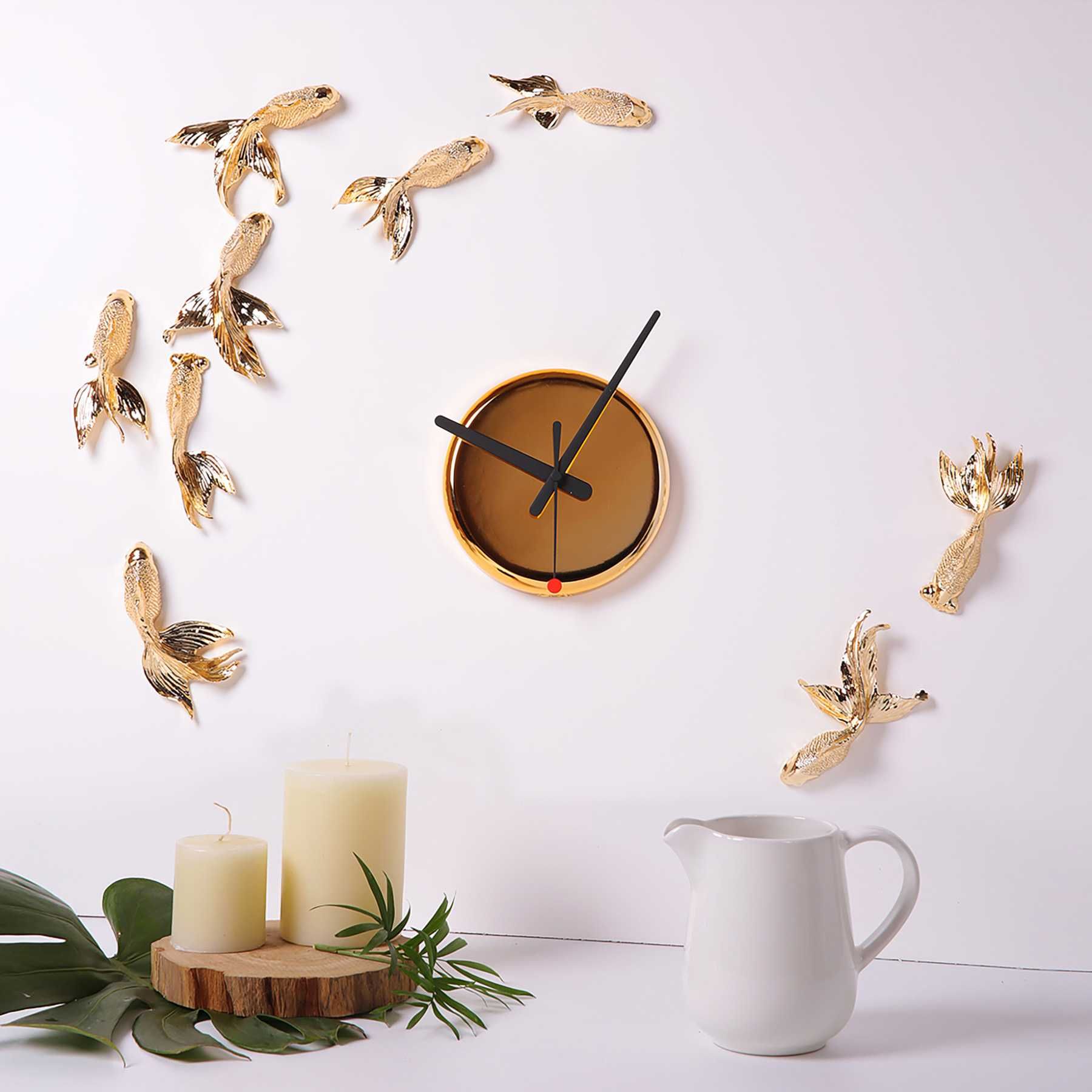 Zegar na ścianę Haoshi Goldfish X CLOCK - Gold