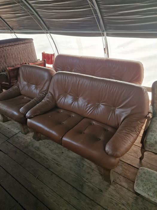 Zestaw wypoczynkowy skórzany 3+2+1