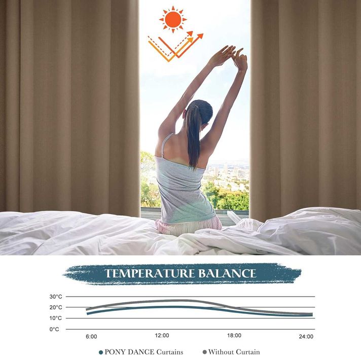 Zasłony zaciemniające blackout 140 x 175 cm piaskowy PONY DANCE szelki