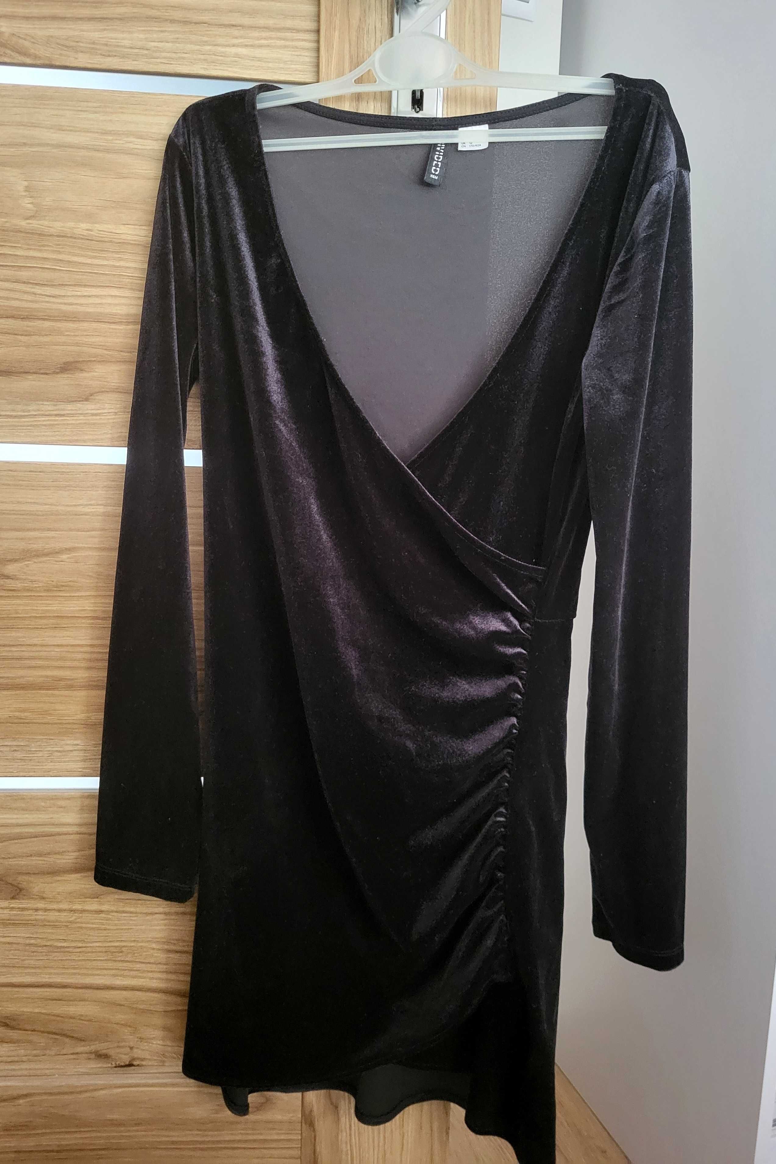 Sukienka welurowa mała czarna H&M rozm M / L