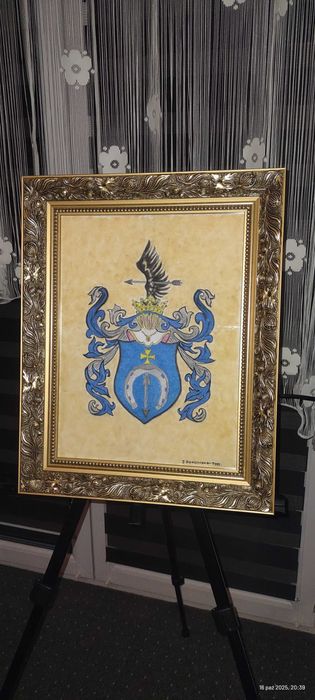 Cudo Dołęga herb szlachecki akwarela sprawdź nazwiska herbowe