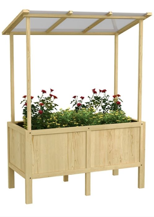 Podwyższona grządka Outsunny z dachem i otworami drenażowymi