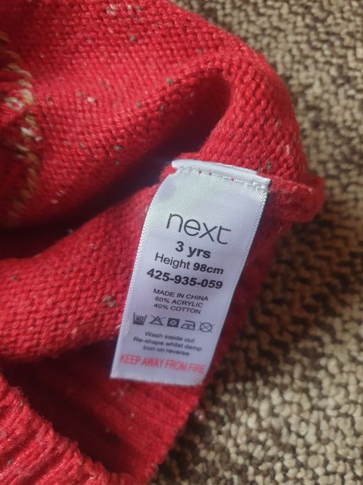 Новогодний свитер с оленем next primark 3-4 новорічний светр 104-110