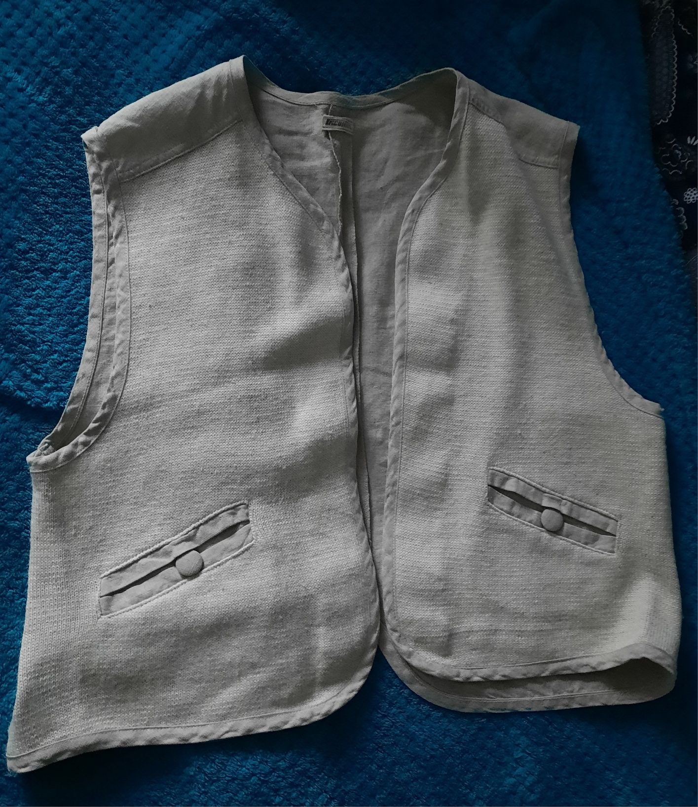 Kamizelka z lnu i bawełny w kolorze naturalnym L/XL