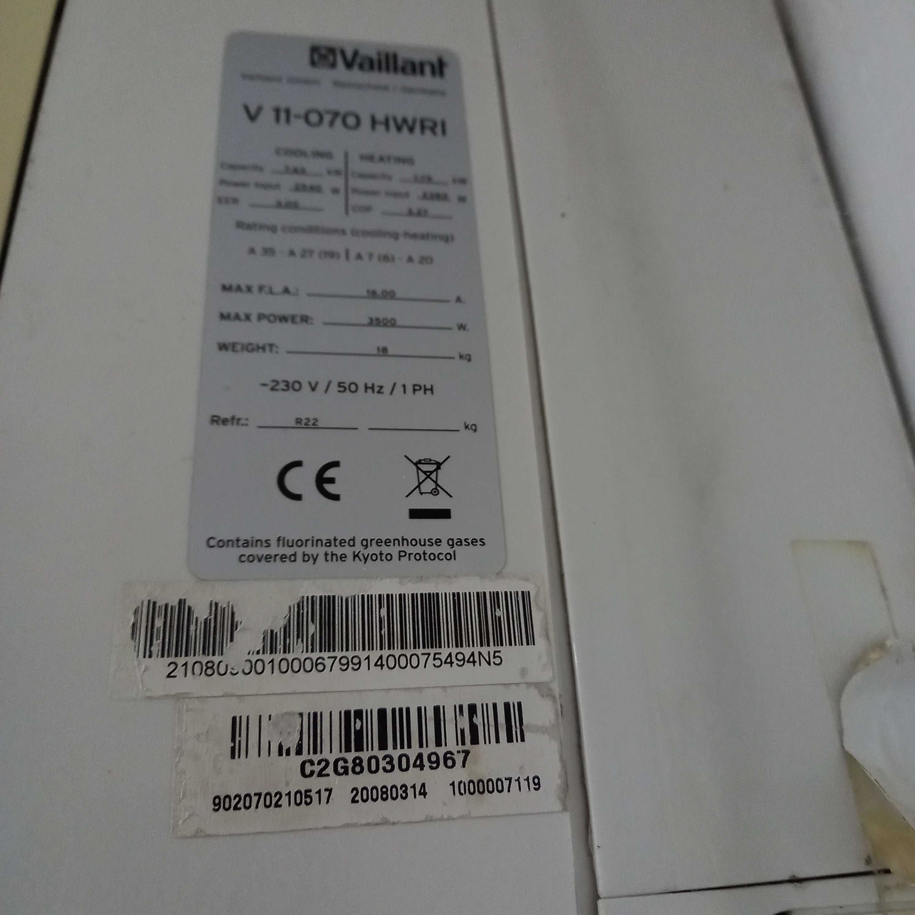 Продам кондиціонер Vaillant ,  
V-11-070    HWRI.  охолодження 7 квт