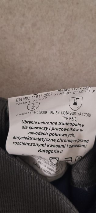 Spodnie robocze ocieplane trudnopalne antyelektrostatyczne