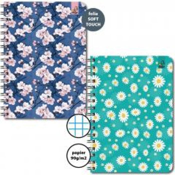 Kołozeszyt A6/50K kratka 90g Kwiatki (10szt) Bee-bee ,115x100 mm