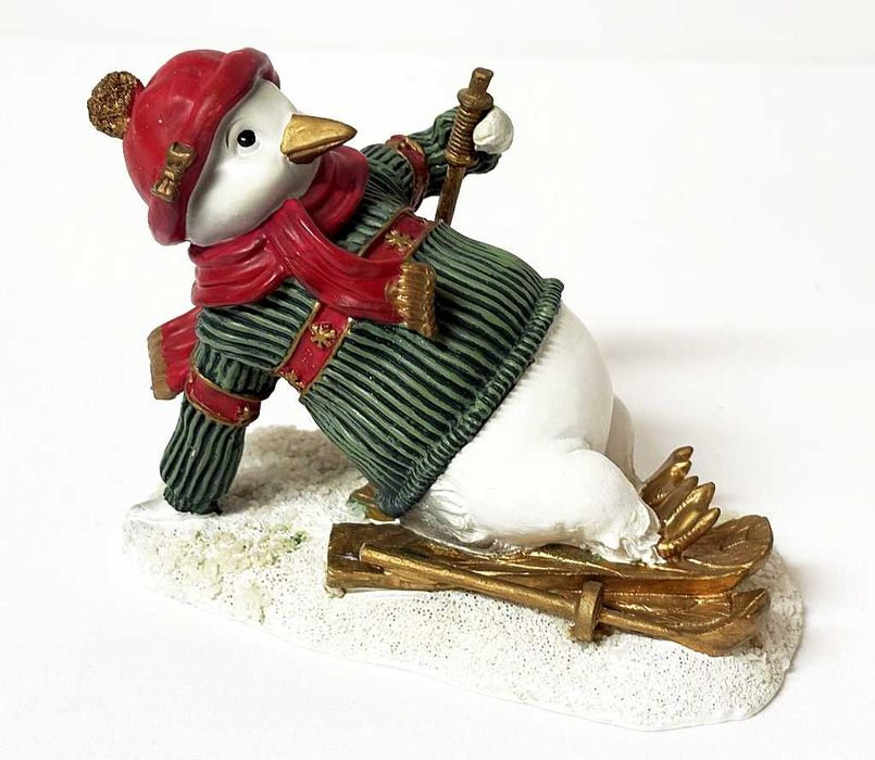 Figurki dwa Pingwiny na nartach Seneca Design 12/15cm