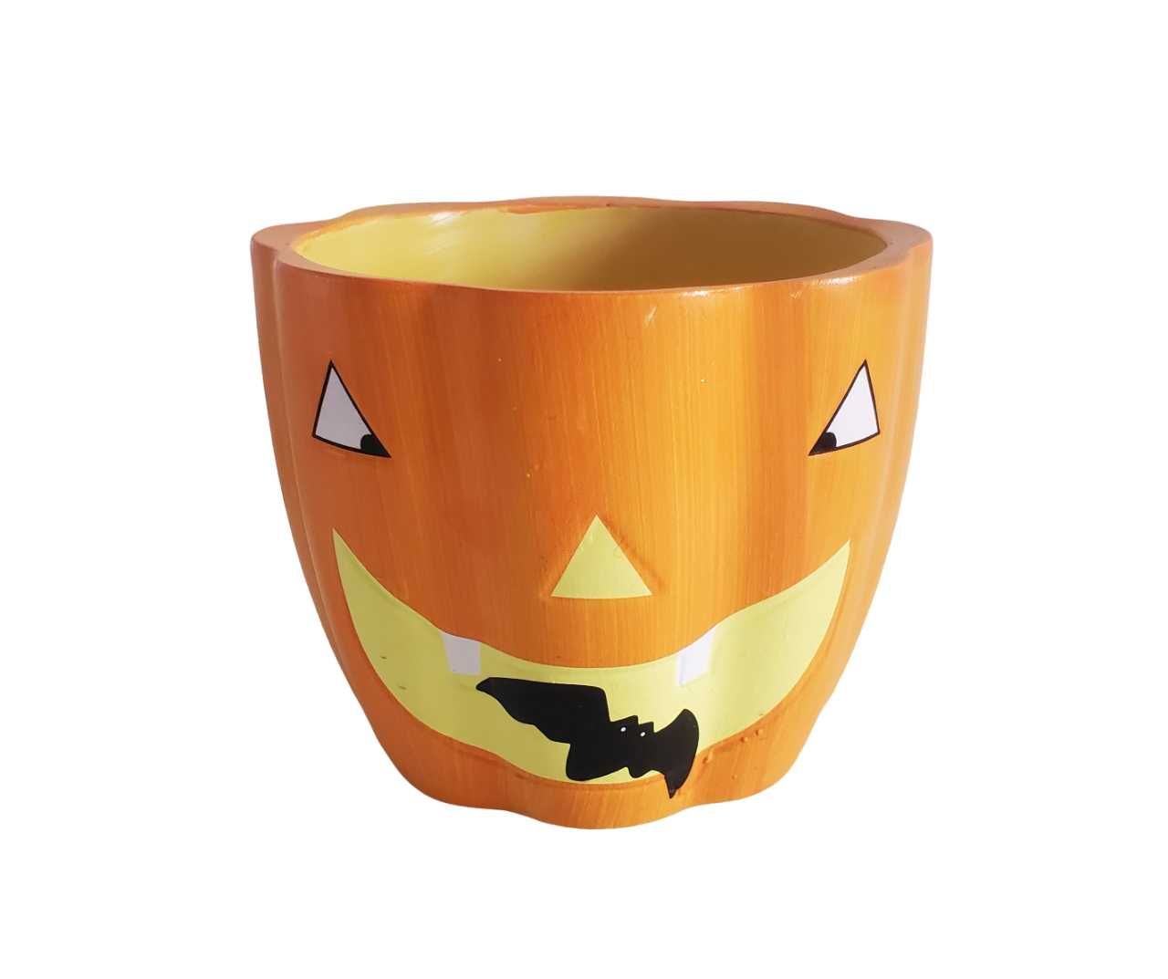 Doniczka, osłonka ceramiczna Halloween dynia wys.9 cm śr. 11 cm