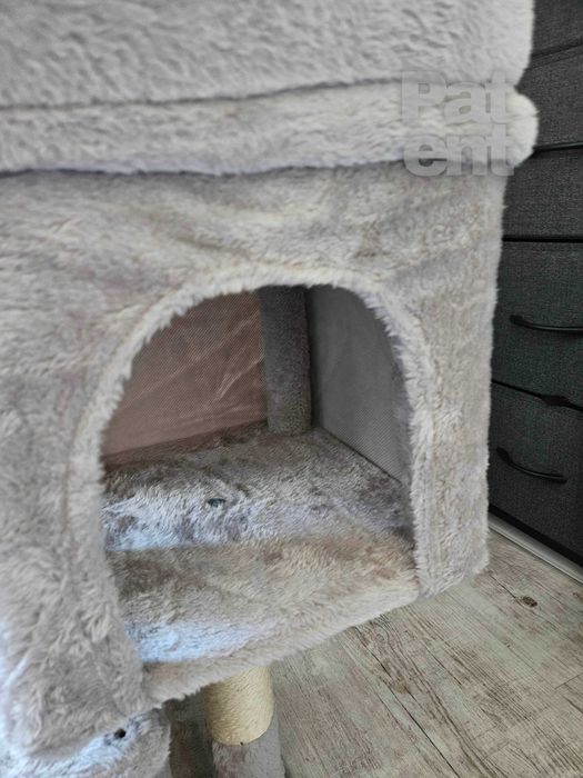 Drapak dla kota kompaktowy 67 cm szary domek słupek legowisko