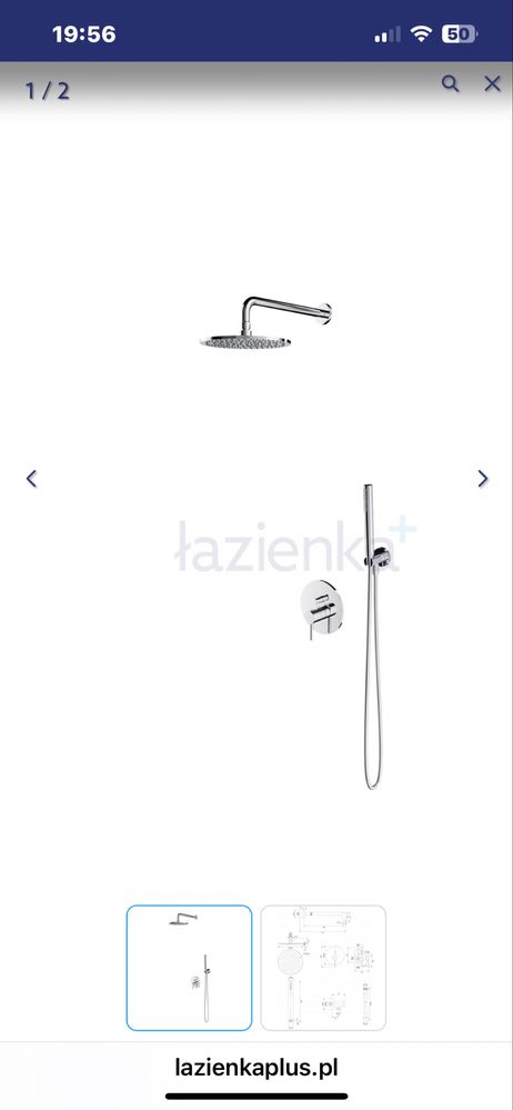 Zestaw prysznicowy podtynkowy Omnires Y z deszczownicą chrom SYSY22XCR