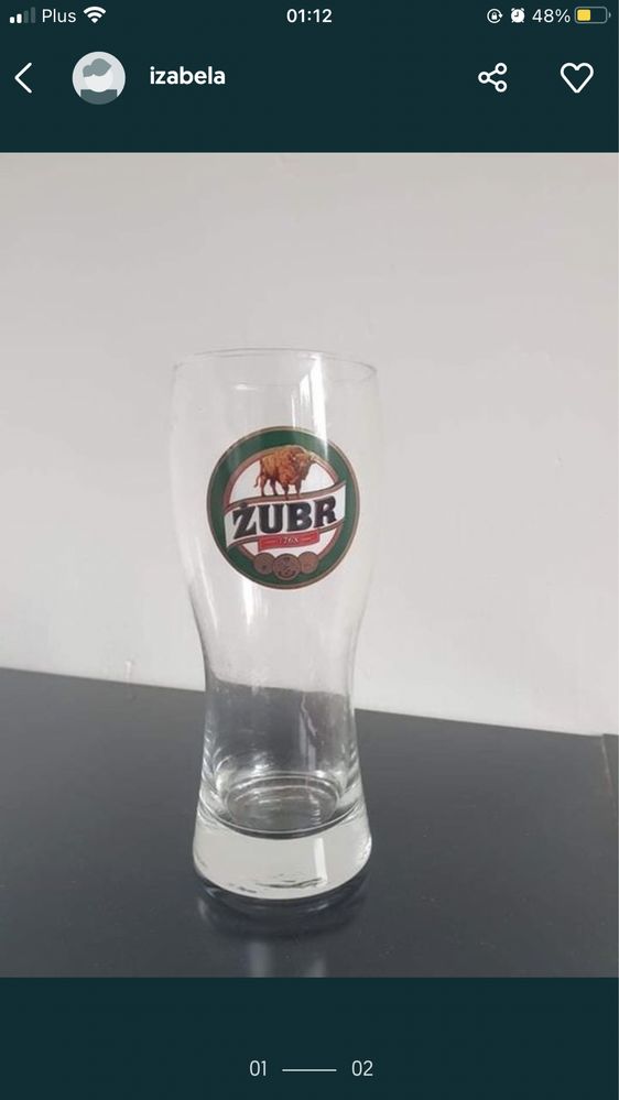 Kufel żubr szklany