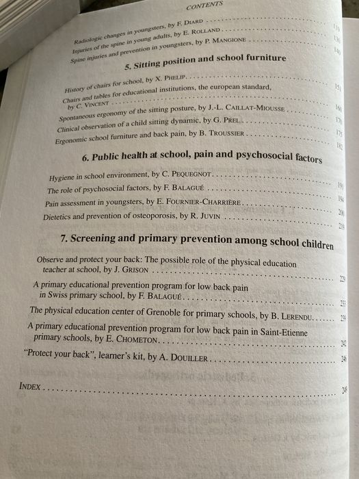 Le dos de l’ enfant et de l’adolescent et la prevention des lombalgies
