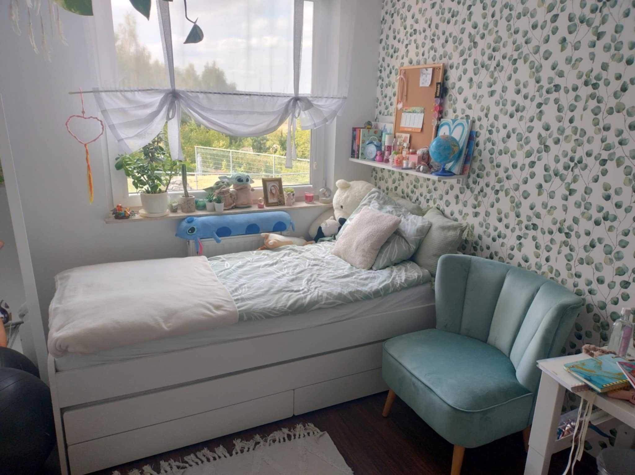 Łóżko rozkładane IKEA z szufladami - białe, materace gratis