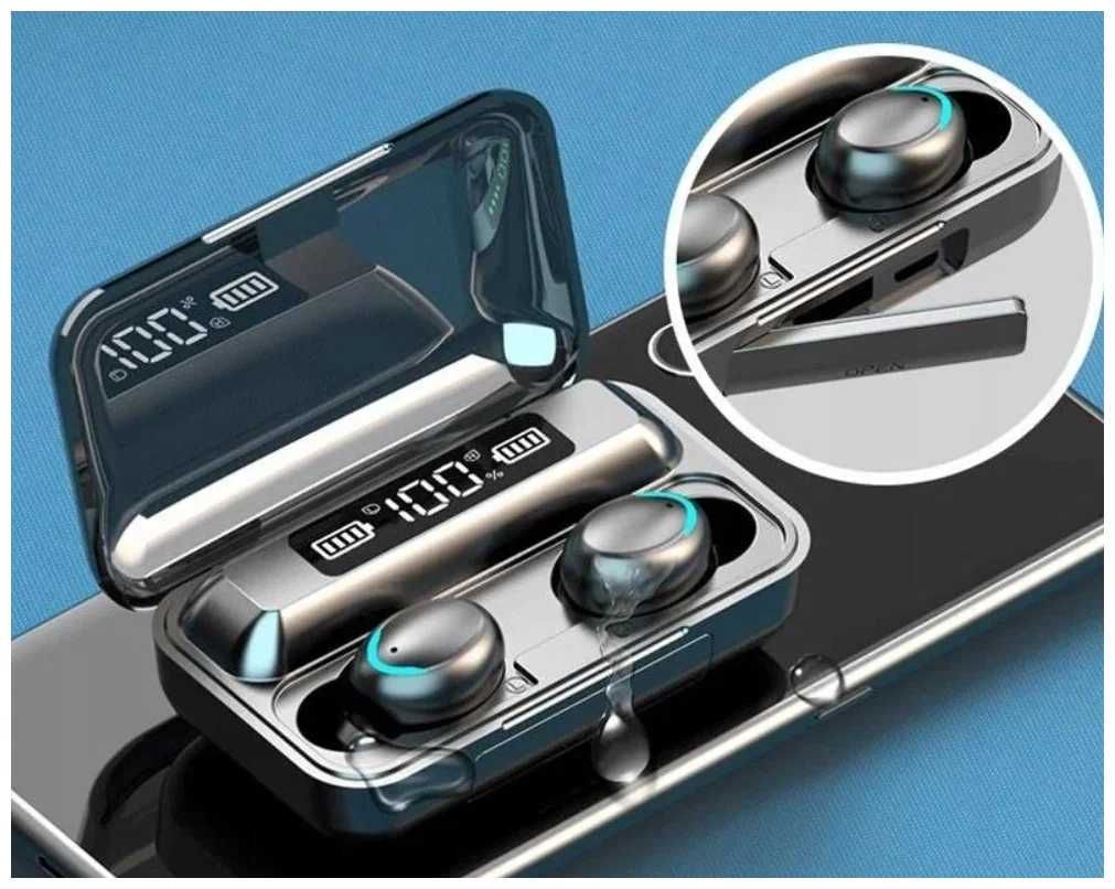 Наушники F9 TWS V5.0 Беспроводные сенсорные Bluetooth с индикатором