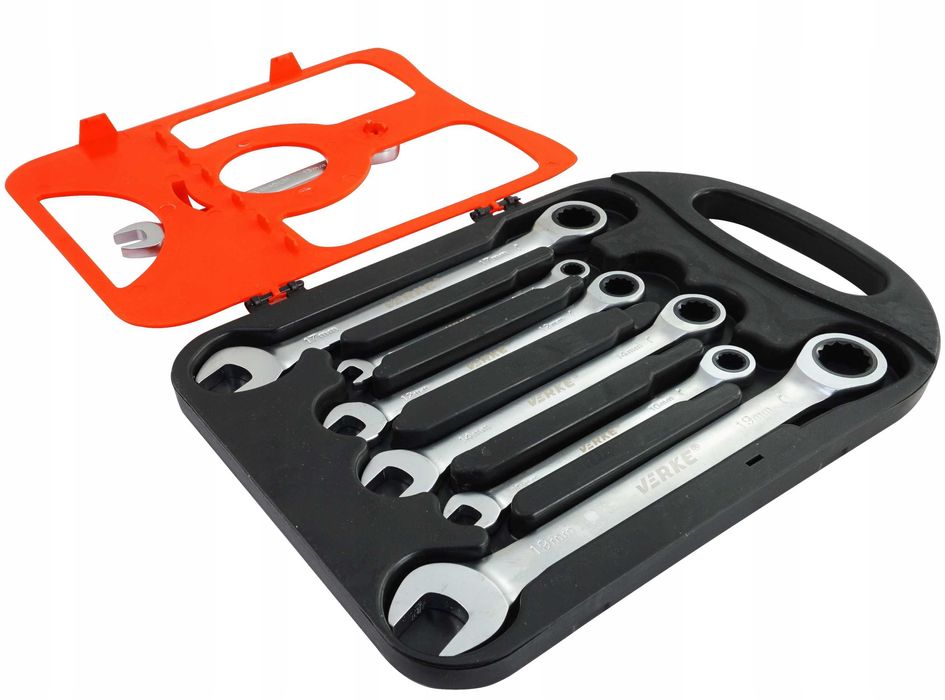 Klucze płasko oczkowe z grzechotką zestaw kluczy płaskich  8-19mm 7e