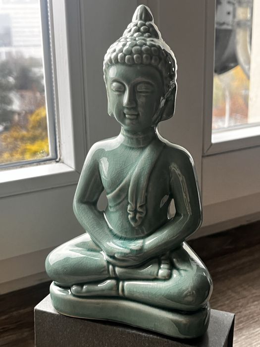 Figurka budda niebieska ceramiczna 19cm