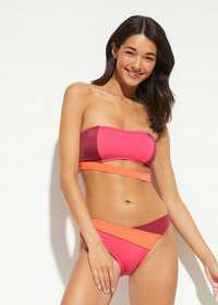 B.P.C bikini różowo-pomarańczowe bandeau z figami ^44