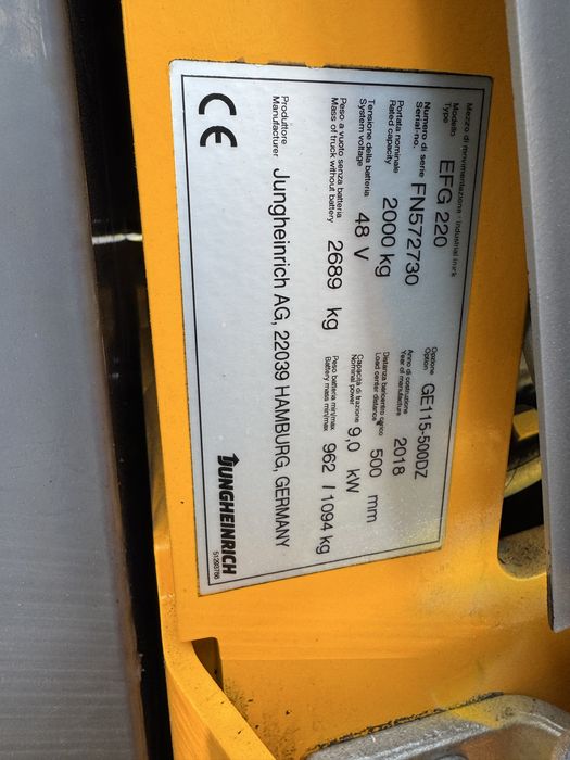 Електричний навантажувач Jungheinrich EFG 220 2018