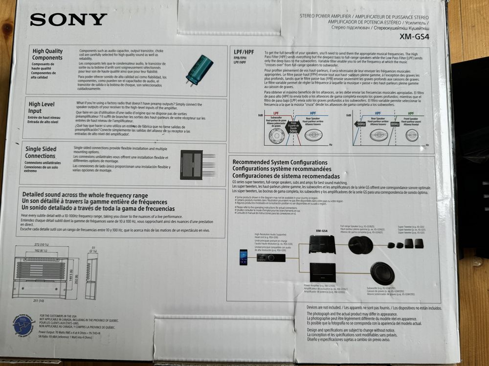 Wzmacniacz car audio Sony XM-GS4 4 Kanaly KATOWICE