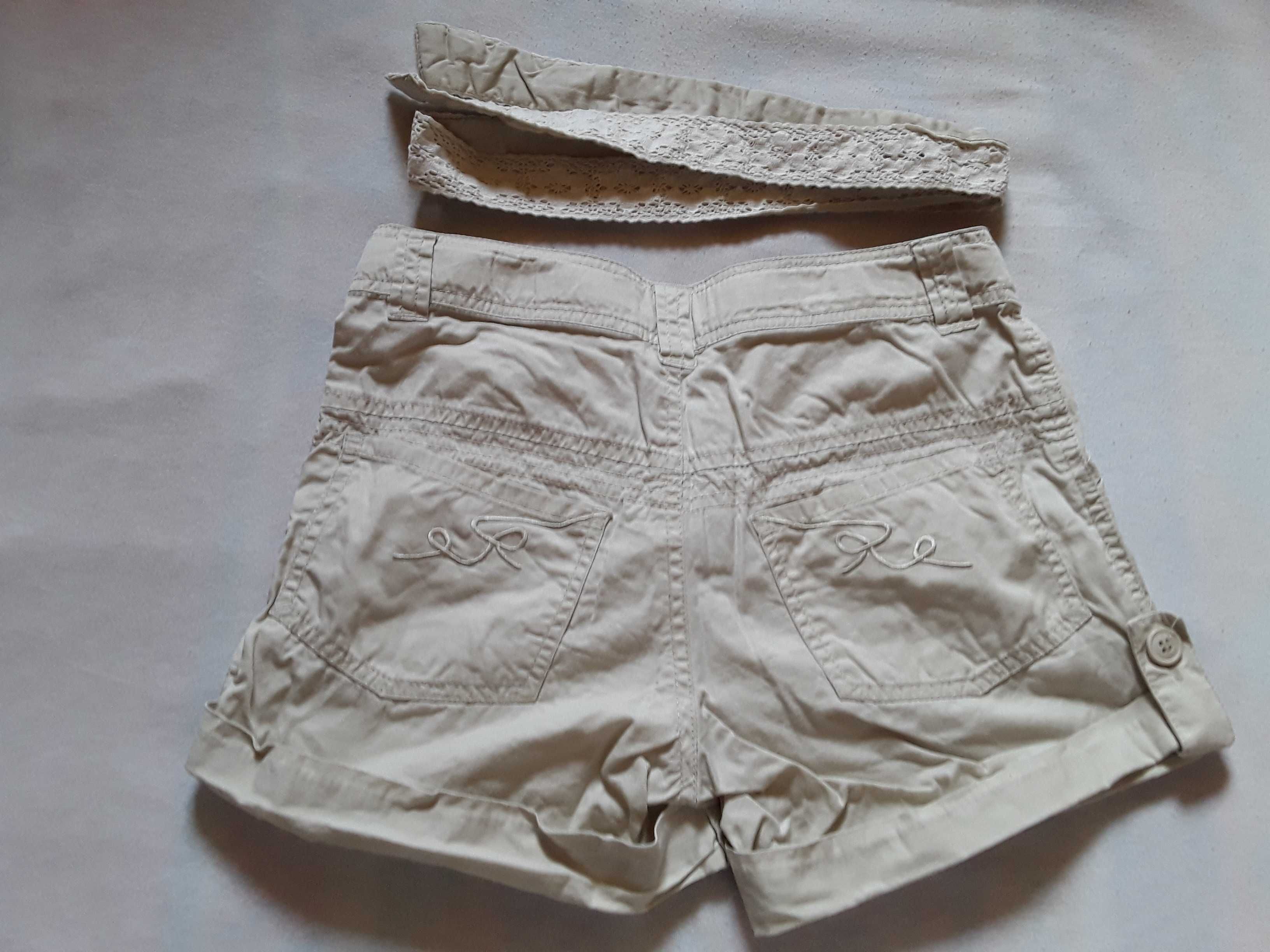 Spodenki dziewczęce reserved ecru 152 cm pasek , idealne
