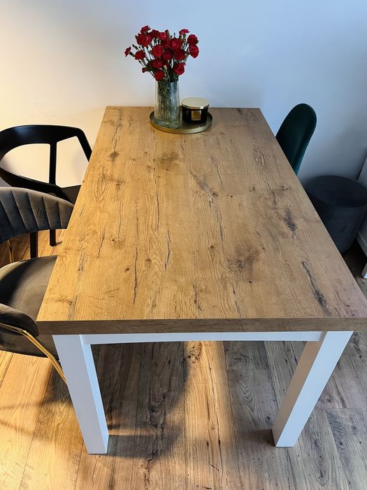 Stół rozkładany TIAGO 140x80 - dąb lancelot/biały meble.pl