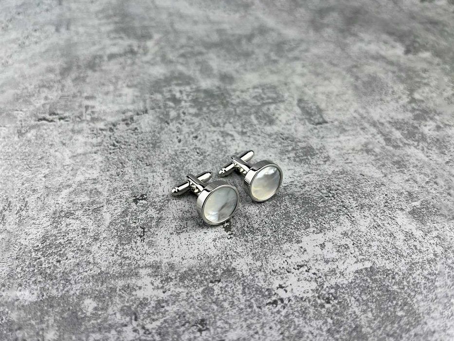 Srebrne spinki prawdziwą perłą mother of pearl zapinki koszulowe ślub