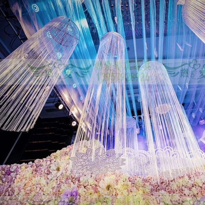 7 Cortinas corda fundo de decorativo branco