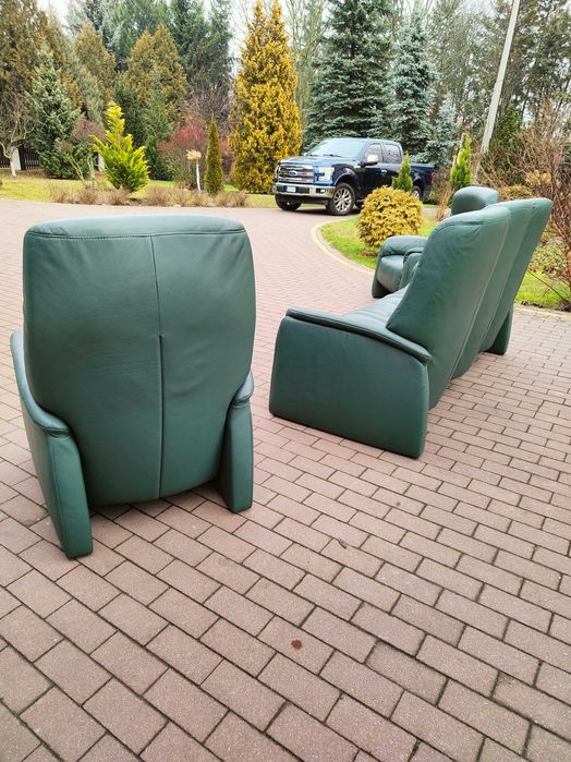 komplet wypoczynkowy funkcja relaksu 100 % skóra