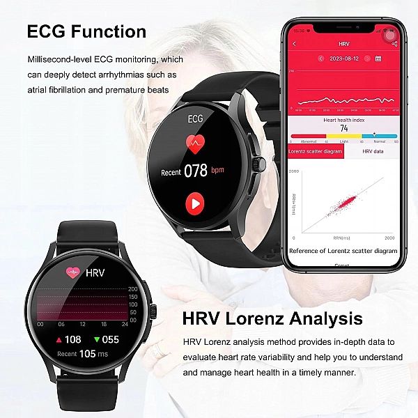 Smartwatch, Zegarek Męski, Damski, Ekg/Hrv/Sen, Krwi/Spo2/Tętna Z Blue