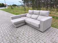 Sofá cinzento com chaise longue – prático e confortável