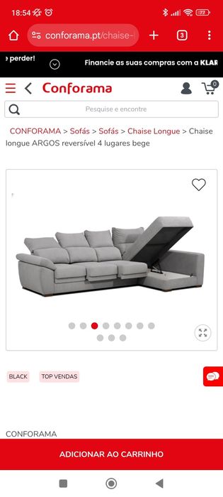 Sofá Argos do Conforama