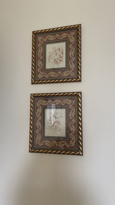 Quadros anjos com moldura dourada