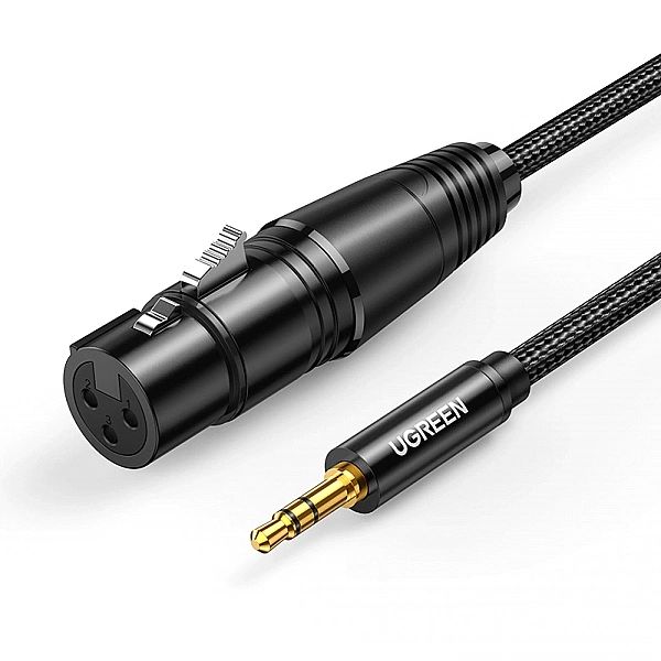 Ugreen kabel audio 3.5mm mini jack (męski) - XLR (żeński) 1m czarny (A