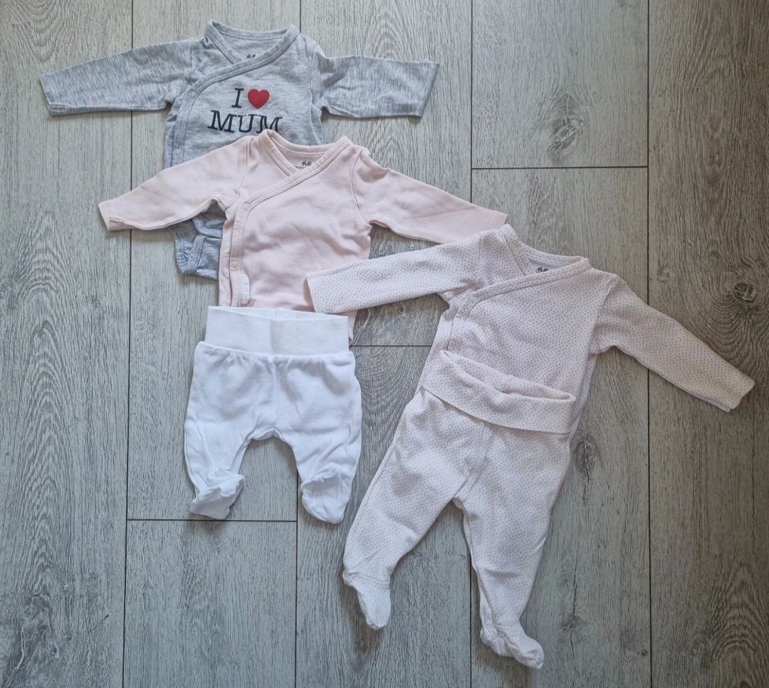 Body zestaw H&M, 0-1 m. i 1-2 m.