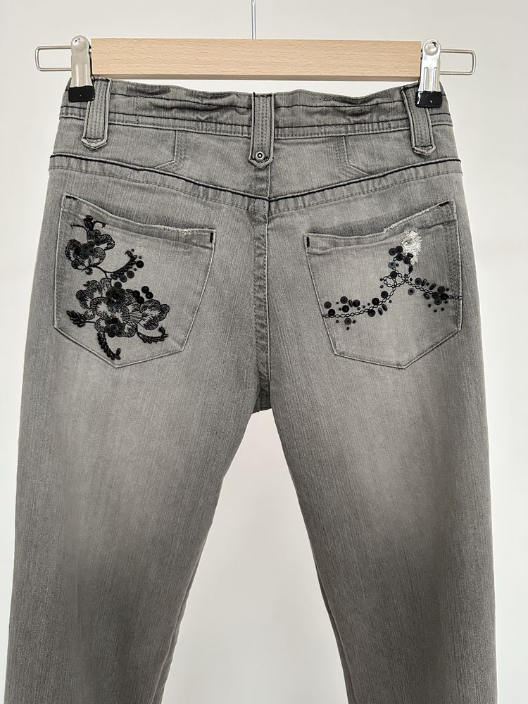 Unikatowe Vintage Jeansy Next Extra Long Straight Leg Z Haftami 36/S