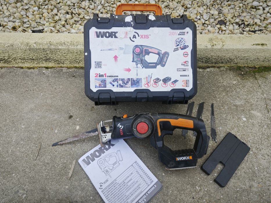 Worx Corta relva + tico-tico 2em1 + berbequim + 1 bateria e carregador