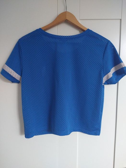 Crop top niebiski siatka River Island