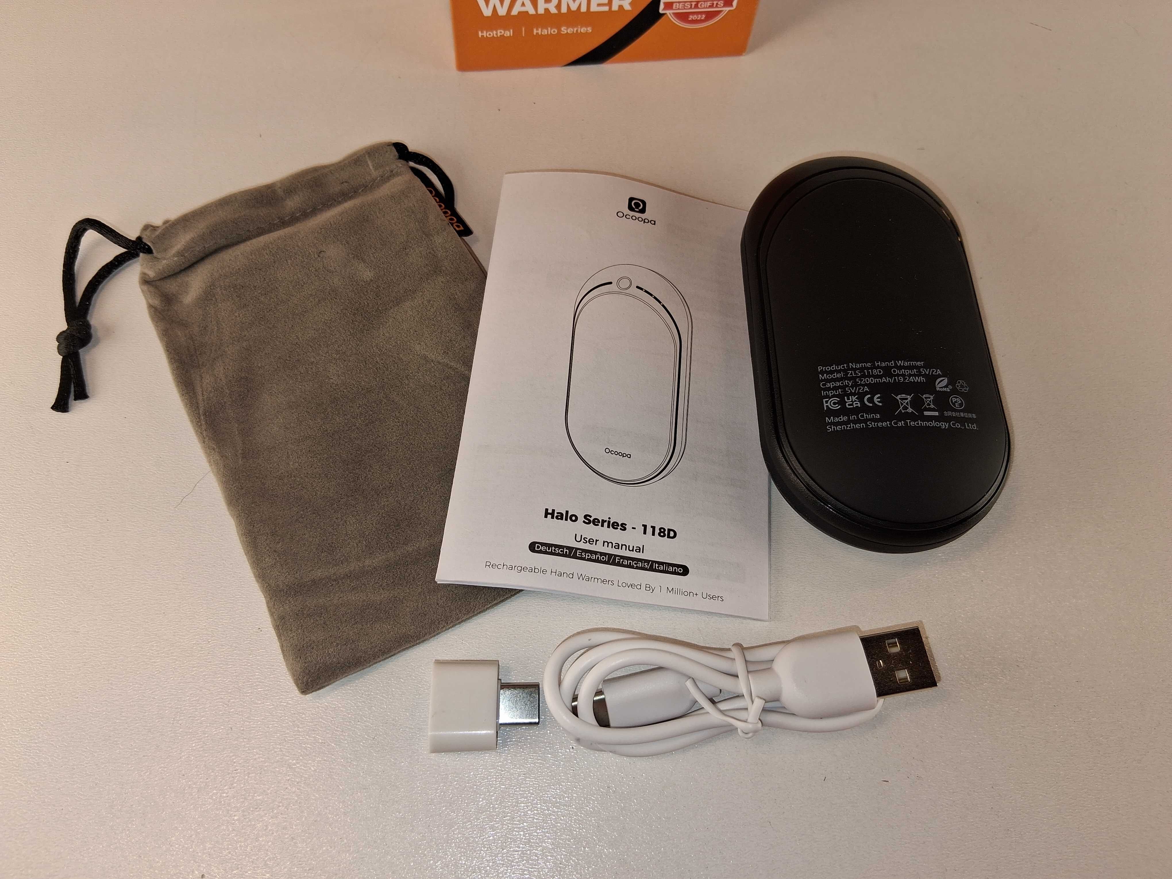 E007 OCOOPA Halo Series-118D Ogrzewacz Dłoni Power Bank 5200 mAh