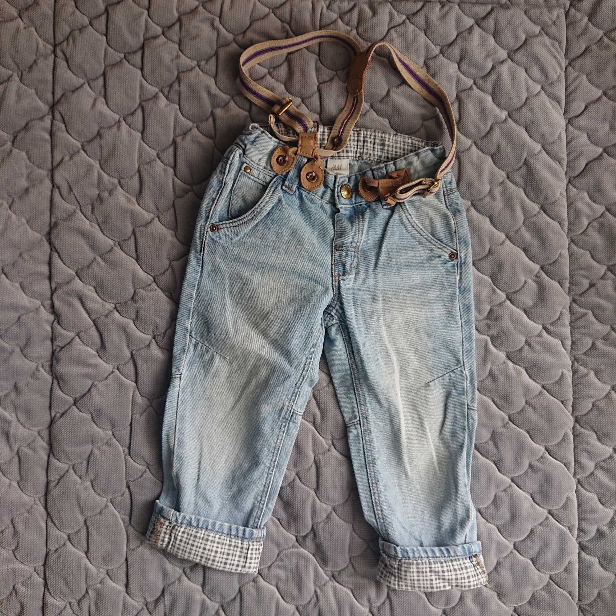 Jeansy dziecięce z szelkami H&M rozmiar 86