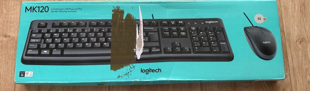Keyboard Logitech desktop MK120 e Rato óptico