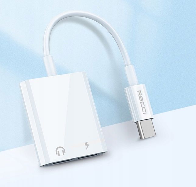 Przejściówka Adapter Usb-C 2X Usb C Do Słuchawek Recci