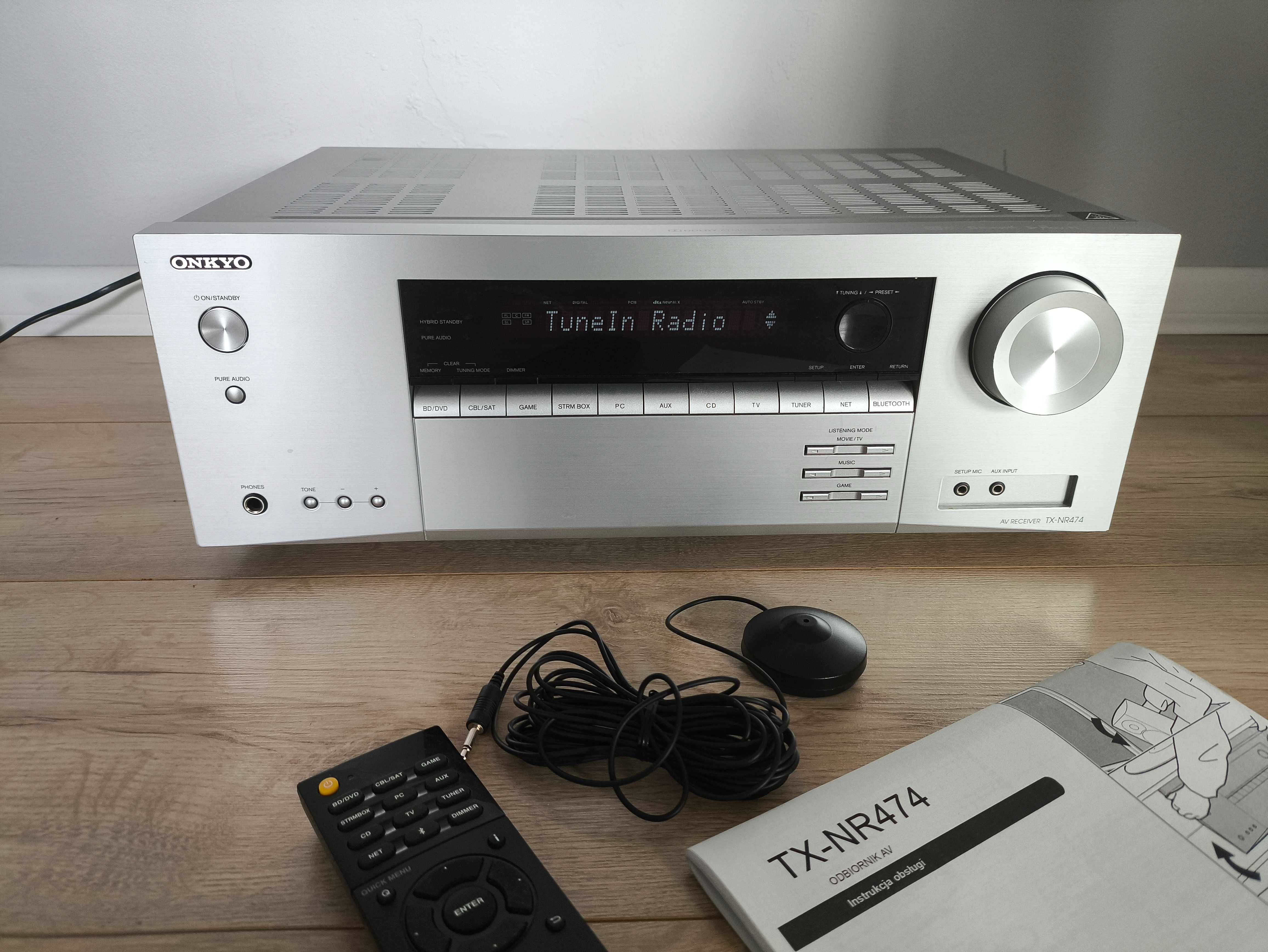 ONKYO 4K Sieciowy amplituner TX-NR474 WiFi AirPlay GOOGLE Spotify $$$