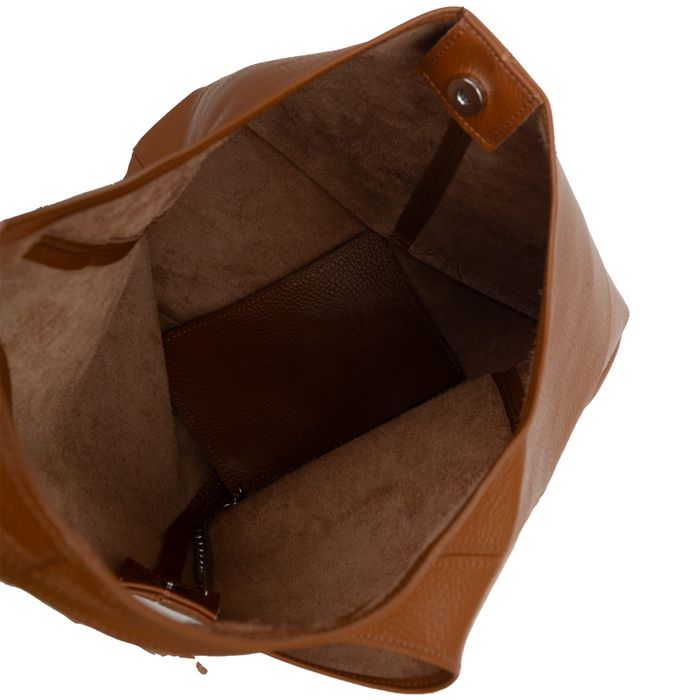 VERA PELLE torebka damska skórzana worek na ramię V517 c.złota