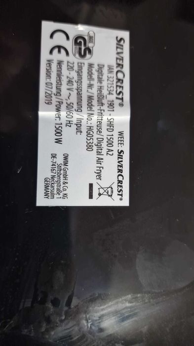 Airfrier / Fritadeira SilverCrest (Lidl) HG05380 3,5 litros