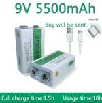 Акумулятор Крона 9V 5500mAh Li-Ion Daweikala із зарядкою через TYPE-C.